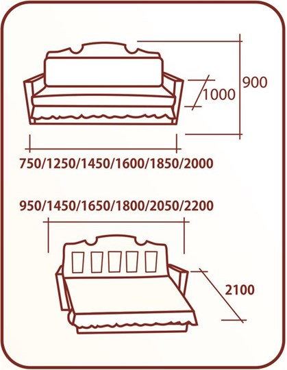 Прямой диван Аккордеон Бук 120 Радуга в Черкесске - изображение 1